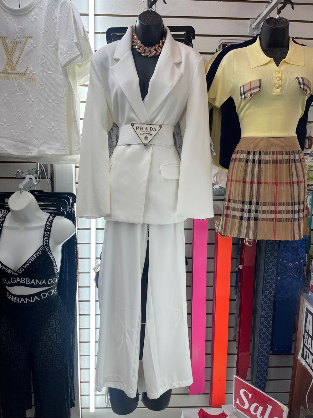 Cape Sleeve Cinched Waist Blazer Blazer with Wide-Leg Pants - Picture 2 of 4